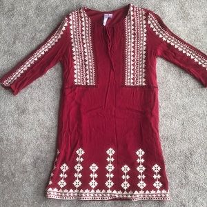 Red Quarter-arm Sleeve Dress (Small)